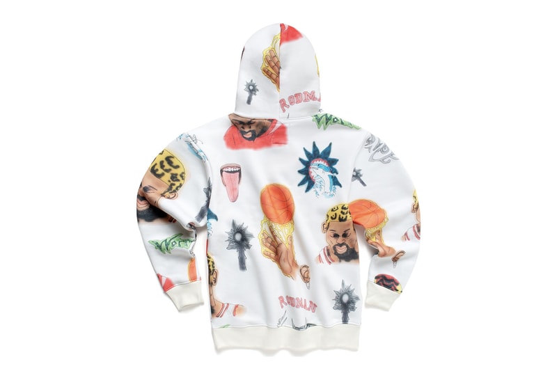 マーケットからデニス・ロッドマンとのコラボカプセルコレクションが到着　MA®KET Launches a Dennis Rodman Collection pink leopard print hoodies and shorts,  photoshoot tees, poster sets, jerseys bucket hats sweatpants woven blankets and Champion basketball shorts apparel home goods doodles pillows smiley face bridal gown t shirt trucker hat release info date price