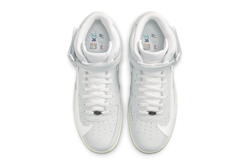 ナイキからスウッシュをコピー&ペーストした新作エアフォース1 ミッドが登場 Nike Air Force 1 Mid Copy Paste DQ8645 045 stacked swoosh grey white sail diy hand-drawn graphics insole 15th anniversary release info news