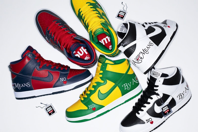 シュプリームxナイキSBによるコラボダンクハイがついに発売 supreme nike sb dunk high by any means release date