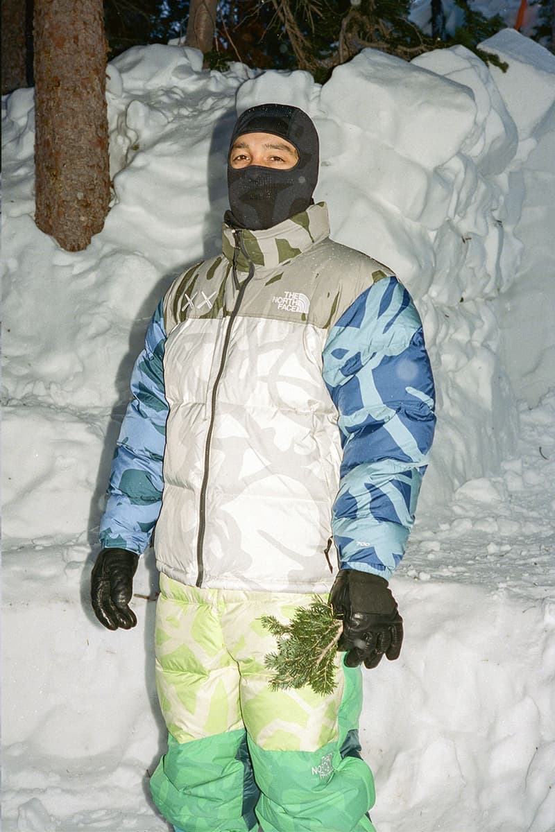 ザ・ノース・フェイス x カウズによるコラボコレクションから新たなルックが公開 KAWS The North Face XX KAWS Lookbook Marc o malley snow jacket exploration nuptse balaclava action shots price february 17 date release info