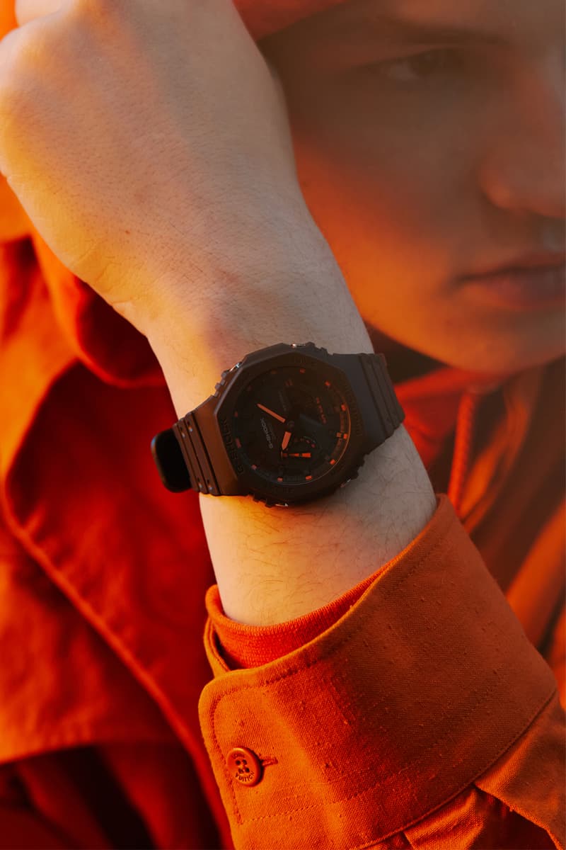 Gショックからネオンカラーのアクセントを加えたGA-2100が発売 G-Shock’s GA-2100 Matte Black Neon Internal Hands Label Dial Indicators Carbon Fiber LED Backlight Shock-Resistant Waterproof Water-Resistant Watches Timepieces Techno Dance Tokyo Japan Stopwatch Countdown Timer  