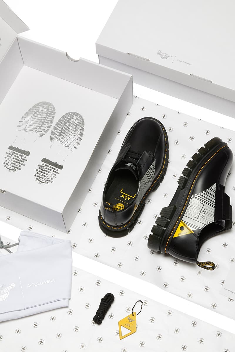 ドクターマーチン xア・コールド・ウォールのコラボフットウェア第3弾が到着 dr martens a cold wall rikard 8 eye 3 eye black yellow release date info store list buying guide photos price 