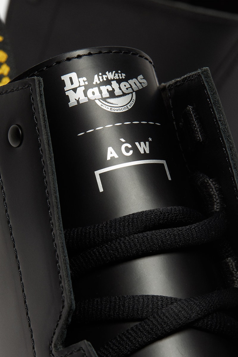 ドクターマーチン xア・コールド・ウォールのコラボフットウェア第3弾が到着 dr martens a cold wall rikard 8 eye 3 eye black yellow release date info store list buying guide photos price 