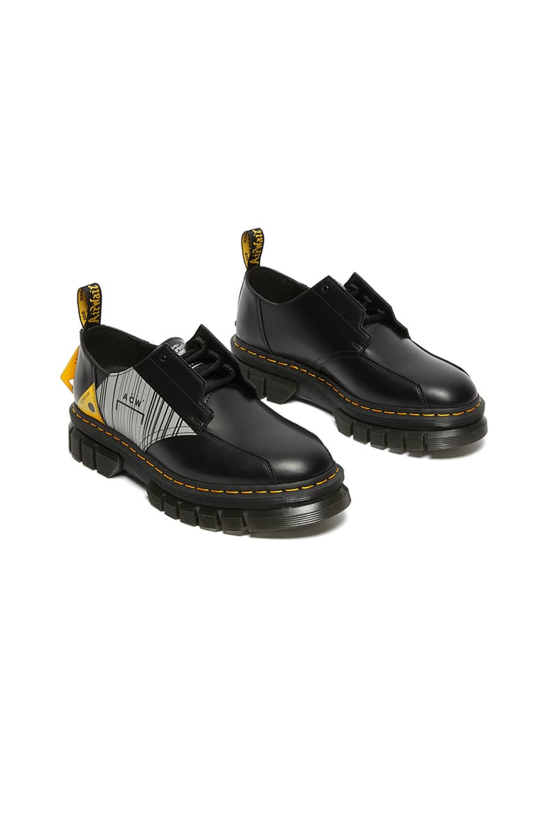 ドクターマーチン xア・コールド・ウォールのコラボフットウェア第3弾が到着 dr martens a cold wall rikard 8 eye 3 eye black yellow release date info store list buying guide photos price 