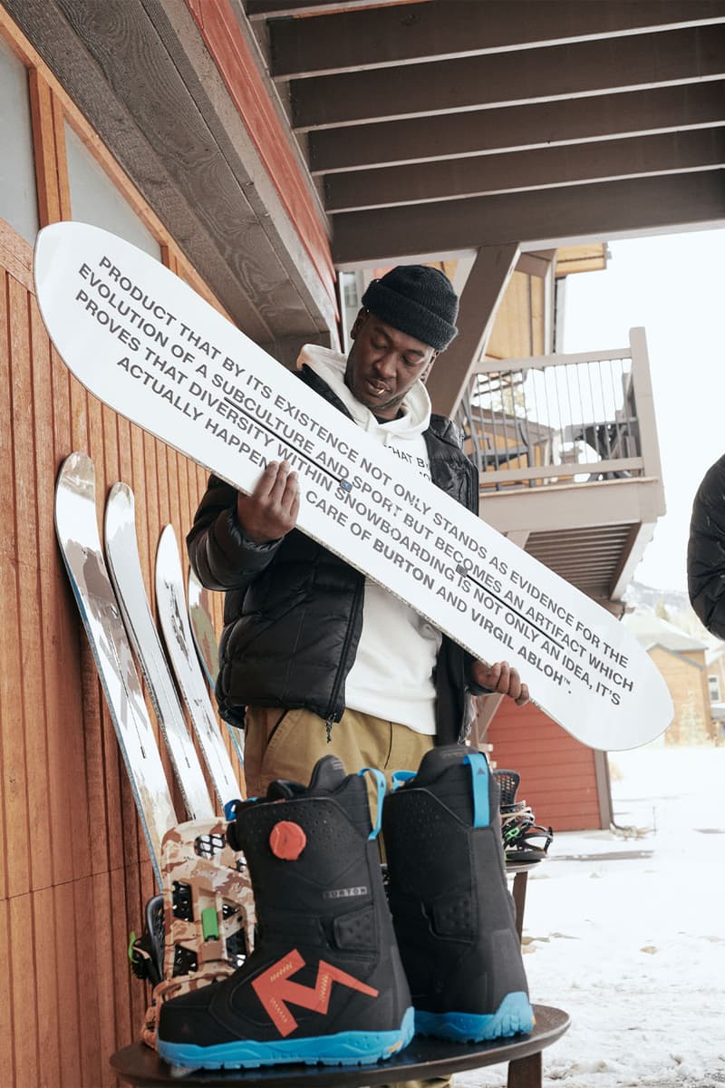 バートンxヴァージルアブローによるスノーボードコレクションがついに発売 virgil abloh burton second collection snowboarding boards bindings boots zeb powell brolin mawejje adrien margielist manifesto release date info march 22 boa boa vibram best collab