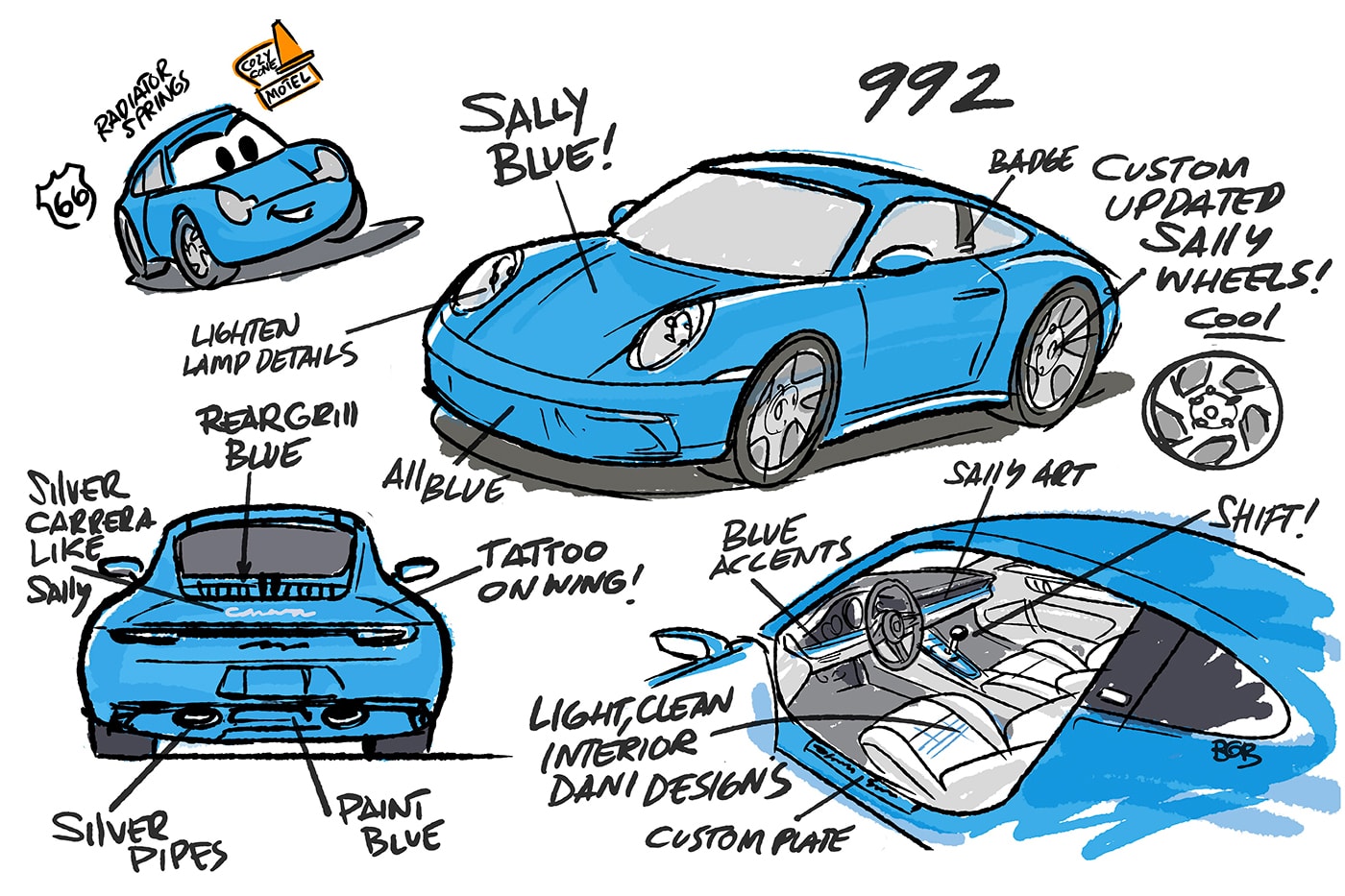 ピクサー映画『カーズ』に登場するポルシェ911カレラのサリーがワンオフモデルに Pixar Porsche 911 Cars Sally Carrera Special Edition Announcement Info Buy Price Photos Images RM Sotheby Style Design RM Sotheby's