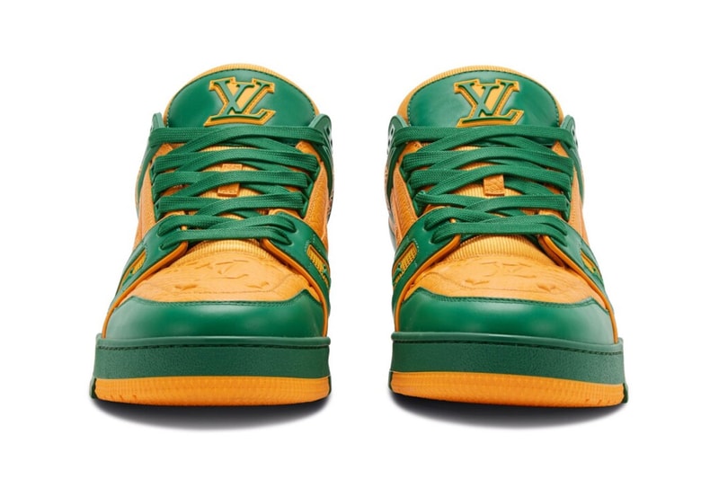 ヴァージル・アブローの直筆サイン入りLV トレーナーがオークションに出品中 Sotheby's Auctions a Pair of Virgil Abloh Signed and Designed Louis Vuitton "LV Trainer" size 10.5 luxury footwear sneakers french conglomerate