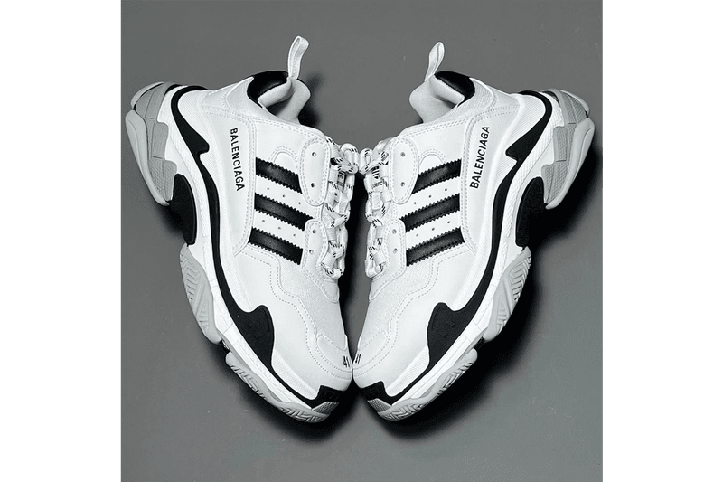 アディダスxバレンシアガによるコラボフットウェアのリーク画像が浮上 adidas x Balenciaga Triple S Rumor Release Dates Drop Demna Gvasalia White Black Three Stripes