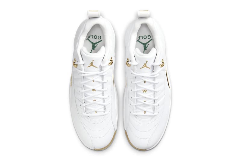 エアジョーダン12 ロー ゴルフにゴールドパーツを施した新作 “メタリックゴールド”が登場 Air Jordan 12 Low Golf Masters Tournament Metallic Gold green soft spikes white leather gum release info date price