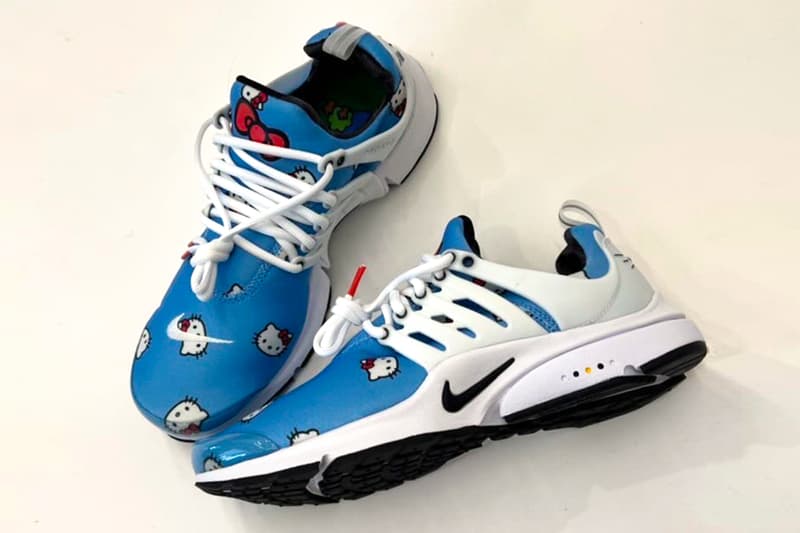 ハローキティxナイキによるコラボモデルのリークビジュアルが浮上 Hello Kitty Nike collab sneakers air presto University Blue Black White Light Crimson sky rainbow grass flowers special box DV3770 400 release info date price