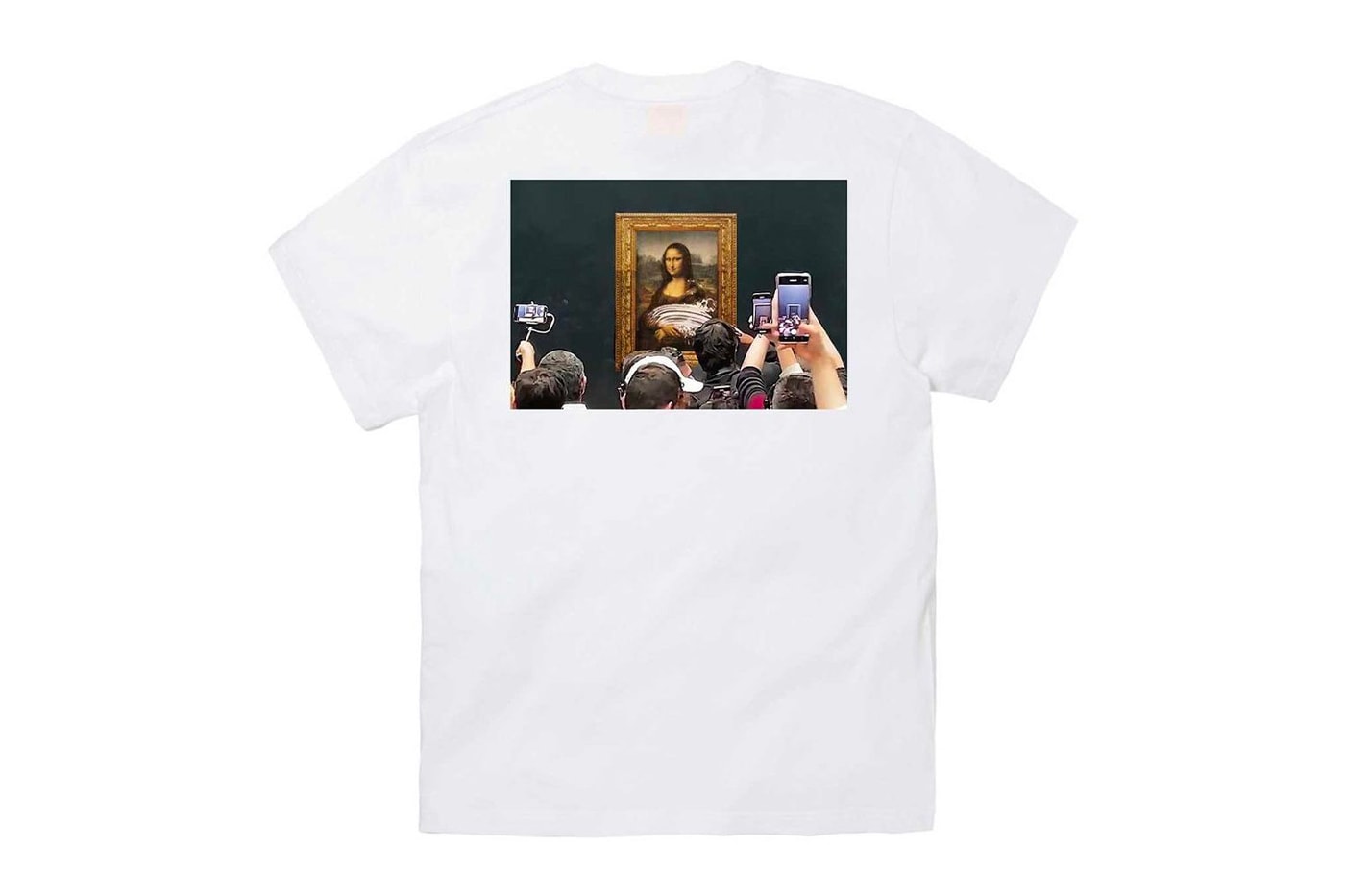 #FR2 がケーキを投げつけられた“モナリザ”の T シャツを発売 FR2 fxxking rabbits mona lisa cake smash graphic tee white a piece of cake yellow funny release info date price