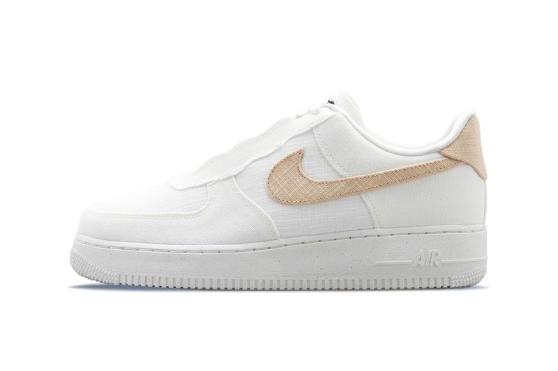 ナイキから涼しげな雰囲気を纏った新作エアフォース1ローが登場 Nike Air Force 1 Low Next Nature hemp tan white bruce kilgore swoosh sun club move to zero palm tree grind release info price date