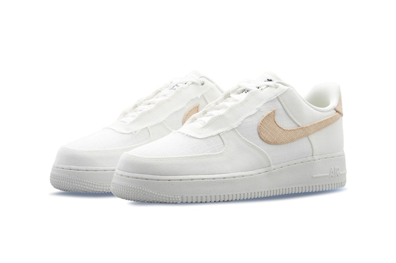 ナイキから涼しげな雰囲気を纏った新作エアフォース1ローが登場 Nike Air Force 1 Low Next Nature hemp tan white bruce kilgore swoosh sun club move to zero palm tree grind release info price date