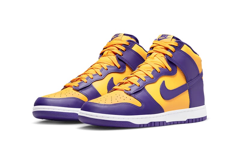 ナイキからNBAロサンゼルス・レイカーズのチームカラーを纏った新作ダンクが登場 nike dunk high lakers court purple yellow DD1399 500 release date info store list buying guide photos price 