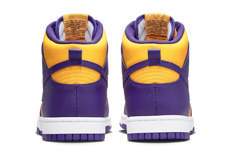 ナイキからNBAロサンゼルス・レイカーズのチームカラーを纏った新作ダンクが登場 nike dunk high lakers court purple yellow DD1399 500 release date info store list buying guide photos price