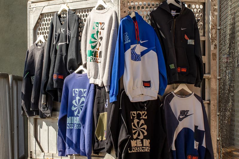 ナイキが新プロジェクト “リ・クリエーション プログラム” をローンチ Nike Recreation program circular vision zero carbon zero waste move to zero pinwheel the grove nike fleece hoodie crew dye stitch patchwork 