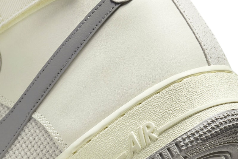 ナイキからサイドパネルにウーブンキャンバスを採用した新作 エアフォース1が登場 nike air force 1 HIGH 07 LV8 vWhite and Light Chocolate Sail and Medium Grey release info
