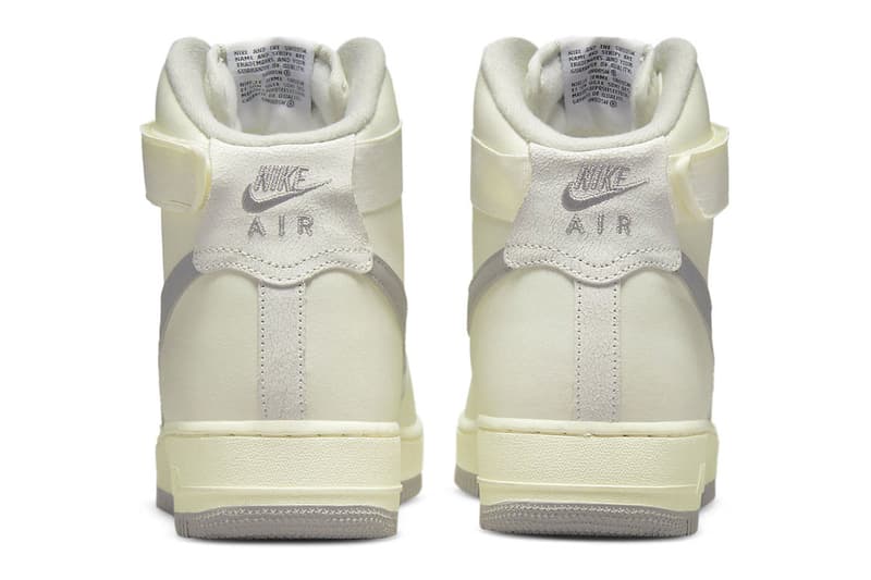 ナイキからサイドパネルにウーブンキャンバスを採用した新作 エアフォース1が登場 nike air force 1 HIGH 07 LV8 vWhite and Light Chocolate Sail and Medium Grey release info