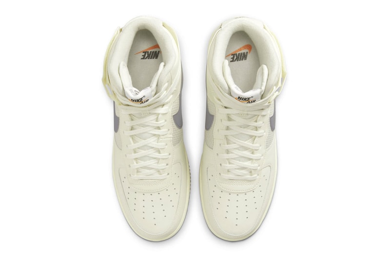ナイキからサイドパネルにウーブンキャンバスを採用した新作 エアフォース1が登場 nike air force 1 HIGH 07 LV8 vWhite and Light Chocolate Sail and Medium Grey release info