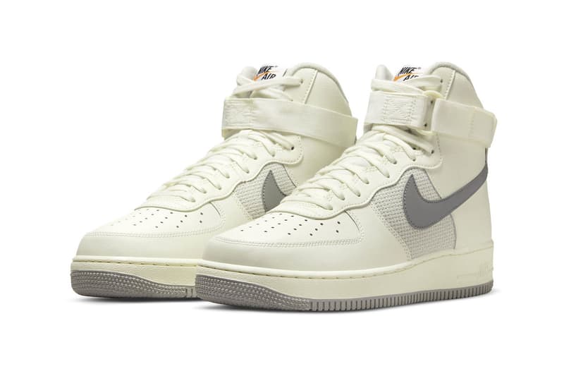 ナイキからサイドパネルにウーブンキャンバスを採用した新作 エアフォース1が登場 nike air force 1 HIGH 07 LV8 vWhite and Light Chocolate Sail and Medium Grey release info