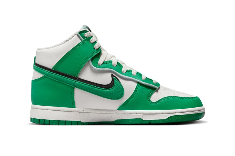 ナイキから両サイドにバイカラーのスウッシュを配した新作ダンクハイが登場 Nike Dunk High Stadium Green DO9775 001 Release Date info store list buying guide photos price