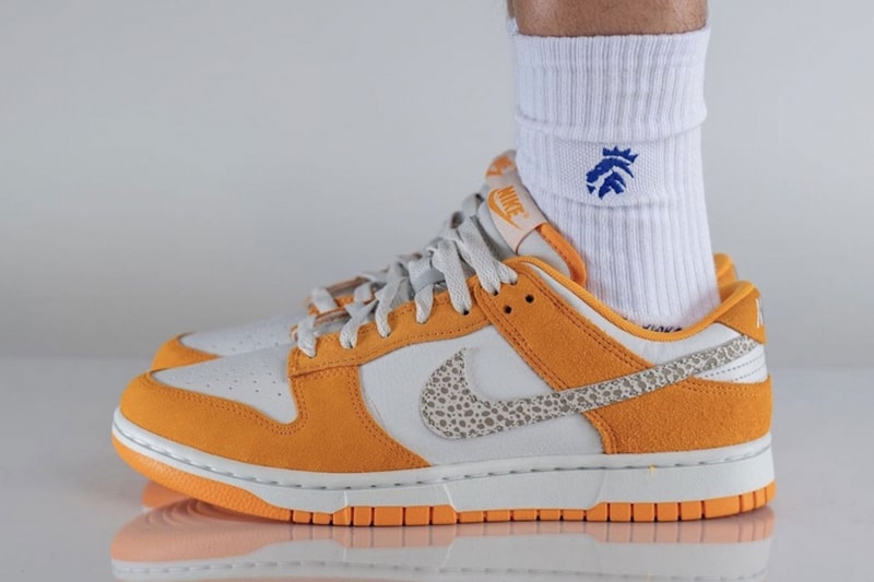 ナイキから“サファリスウッシュ”を採用したダンクローの新作が登場 Nike Dunk Low Safari Swoosh DR0156-800 On-Foot Look Kumquat Light Bone-Dark Driftwood