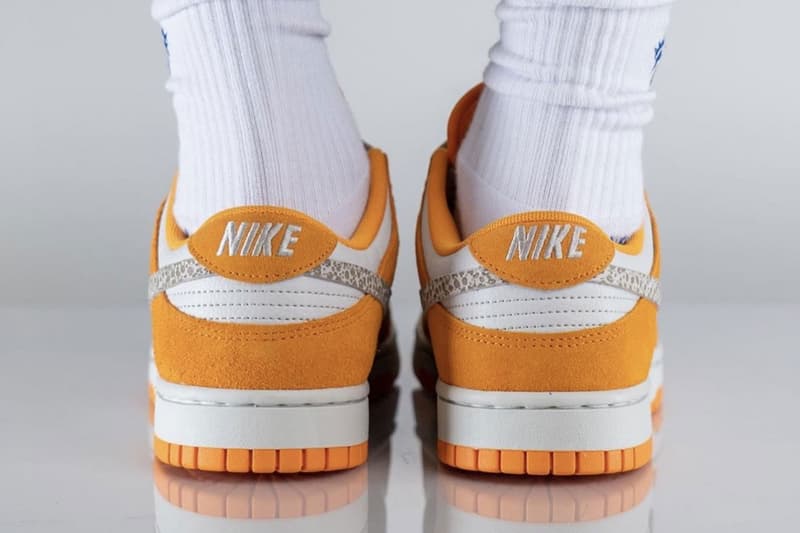 ナイキから“サファリスウッシュ”を採用したダンクローの新作が登場 Nike Dunk Low Safari Swoosh DR0156-800 On-Foot Look Kumquat Light Bone-Dark Driftwood