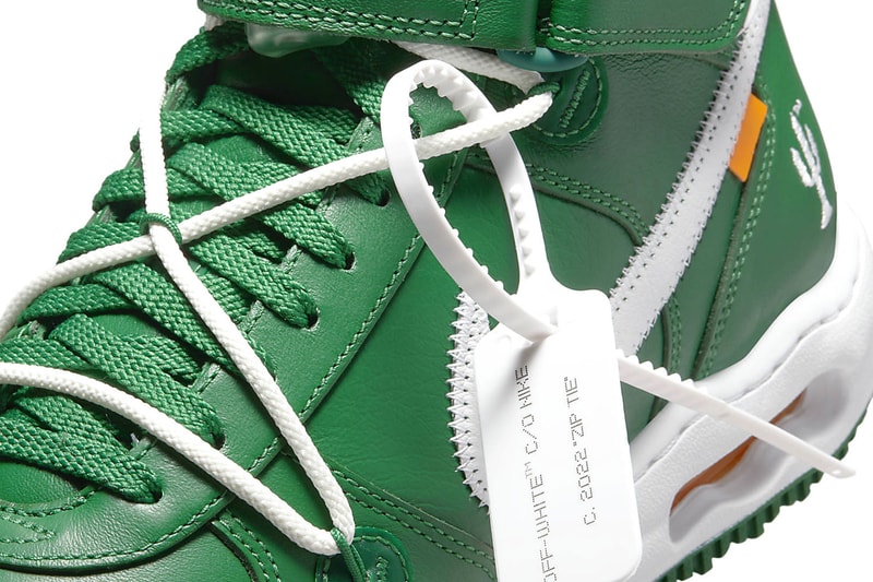 オフホワイト x ナイキエアフォース 1 ミッドから新色 “Pine Green” が登場 Off-White™ Nike Air Force 1 Mid Pine Green Official Look Release Info DR0500-300 Date Buy Price