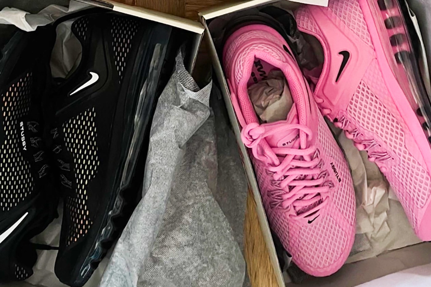 ステューシー x ナイキの最新コラボ エアマックス 2015 に別カラーの存在が浮上 Stüssy Nike Air Max 2015 Black Pink First Look Release Info Date Buy Price 