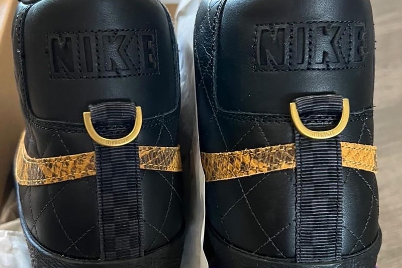 シュプリームxナイキSBによる最新コラボ ブレーザーミッドがスタンバイ supreme nike sb blazer mid black gold snakeskin DV5078 001 release date info store list buying guide photos price 