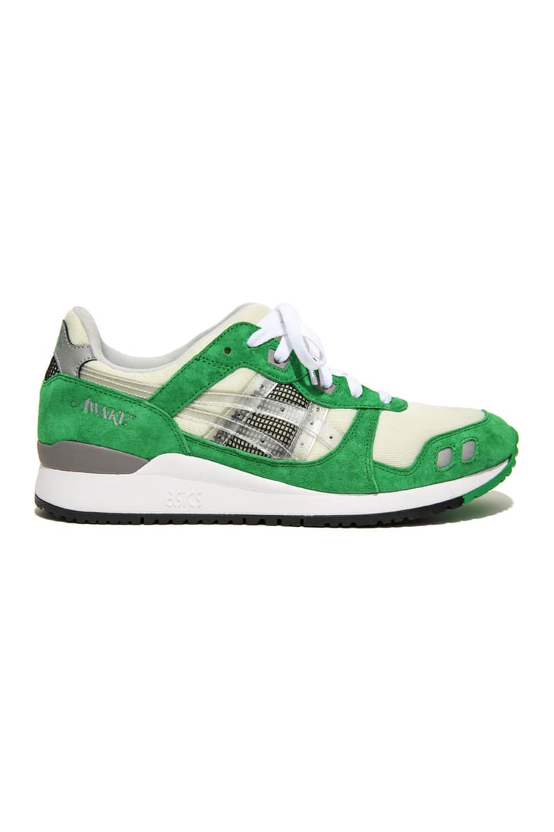 アウェイク ニューヨーク x アシックス ゲルライト スリーのディテールをチェック Awake NY ASICS GEL LYTE III running shoe early 90s Closer Look sound mind sound body purple black silver white green elephant blue yellow release info date price