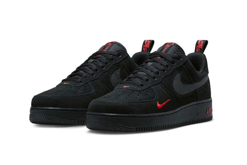 ナイキからリフレクター素材を採用した新作エアフォース1ローが登場 Nike Air Force 1 Low Arrives in Black Suede and Orange DZ4514-001 sneakers shoes af1 rubber swoosh