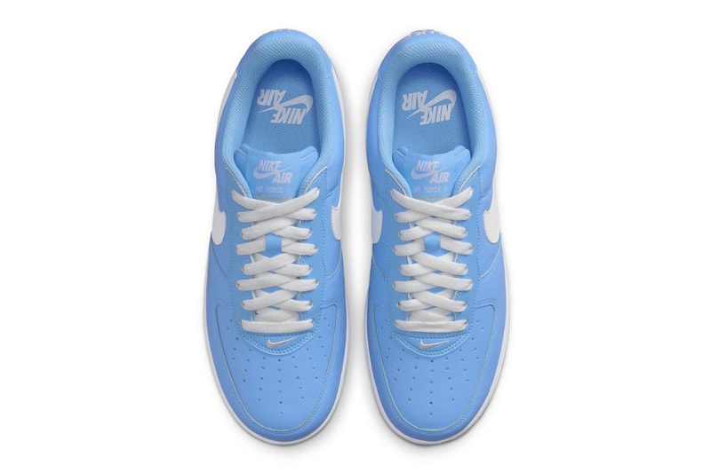 ナイキエアフォース 1 の誕生40周年記念モデルに “ユニバーシティブルー” が登場 Nike Air Force 1 Low "Since 82" Has Surfaced in University Blue DM0576-400 white metallic gold af1 sneakers