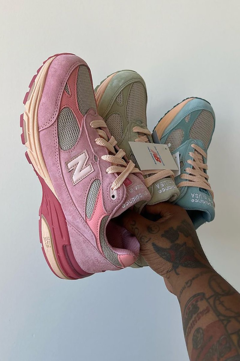 ジョー・フレッシュグッズ x ニューバランス 993のディテールをチェック joe freshgoods new balance 993 pink green blue release date info store list buying guide photos price 