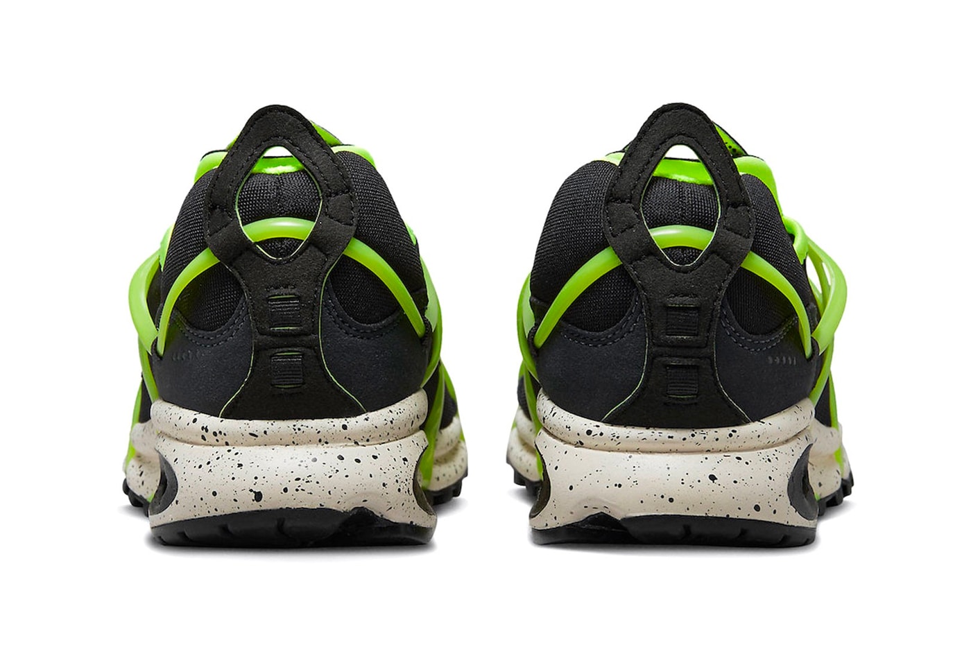 ナイキエアクキニからスライムをこぼしたかのような新色“ブラックネオン”が登場 Nike Air Kukini Neon Green Sneaker Footwear dz4851-001 Green Laceless Slip-On Trainers Speckles Air Cushioning 