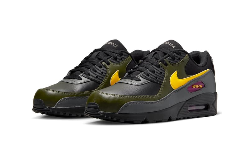 ゴアテックスを搭載したナイキ エア マックス 90 “カーゴカーキ”が登場 Official Look at the Nike Air Max Gore-Tex "Cargo Khaki" DJ9779-001 black tour yellow cargo khahki iron grey water proof 