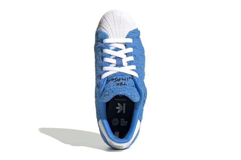 アディダスから 『ザ・シンプソンズ』とコラボしたスーパースターが登場 adidas the simpsons marge furry blue cloud white core black junior 50 epercent recycled gz1774 clouds release info date price