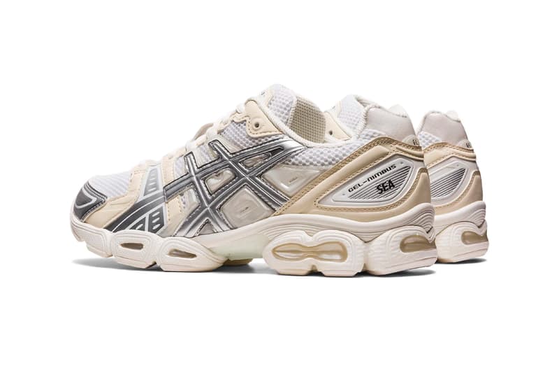 ウィンダンシー x アシックスによる2色展開のコラボモデル ゲルニンバス9が登場 ASICS WIND AND SEA collaboration collab kiko kostadinov gel nimbus 9 release info date price cream pure silver