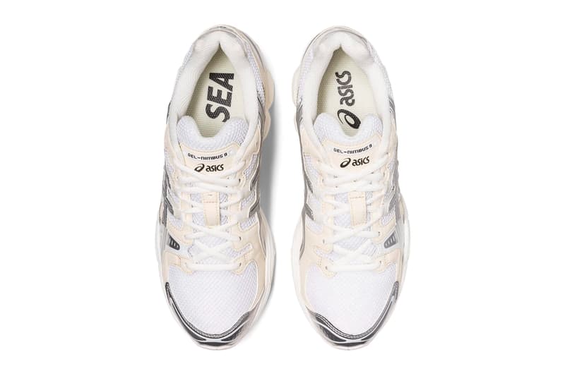 ウィンダンシー x アシックスによる2色展開のコラボモデル ゲルニンバス9が登場 ASICS WIND AND SEA collaboration collab kiko kostadinov gel nimbus 9 release info date price cream pure silver