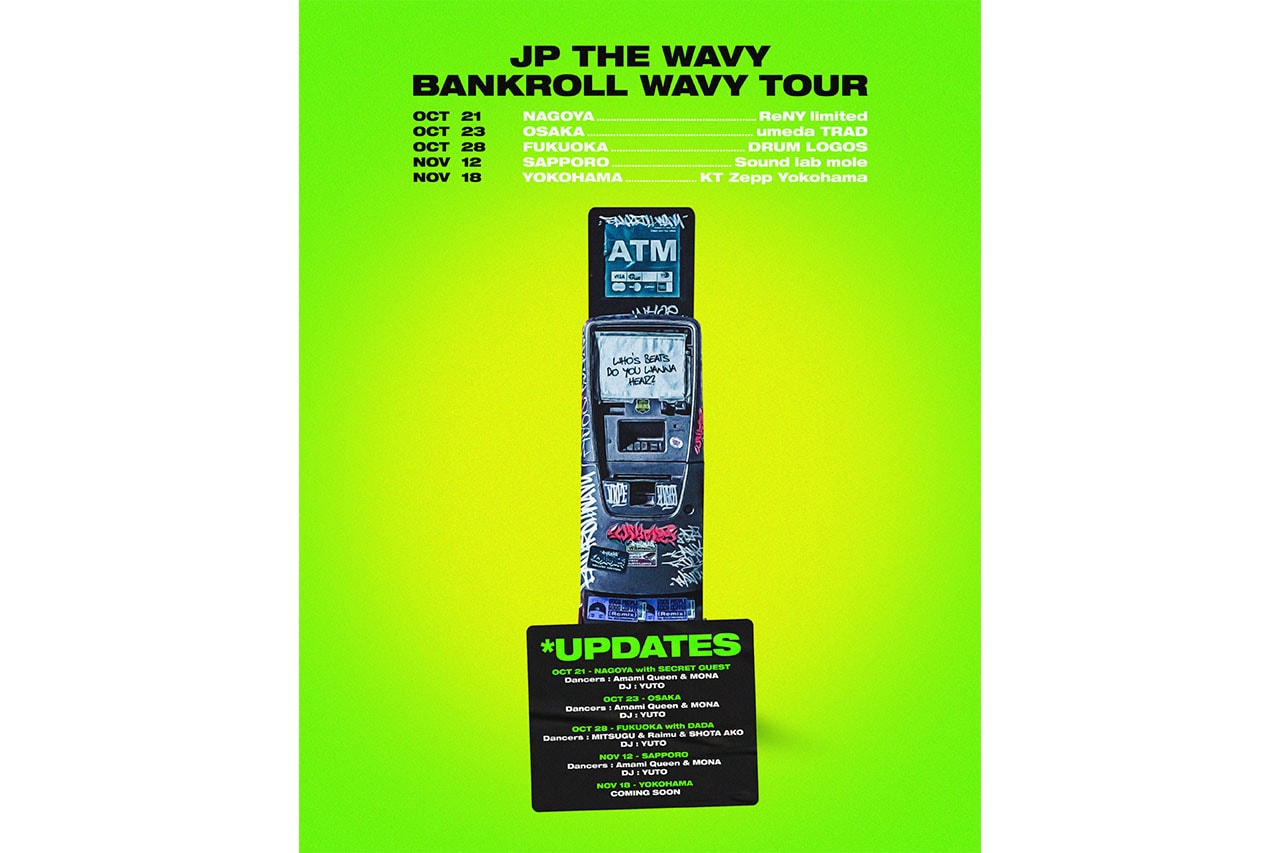 ジェイピー ザ ウェイビーがエリック・ヘイズデザインの新ロゴを用いたツアーグッズを発表 JP THE WAVY bankroll wavy tour goods eric haze release info