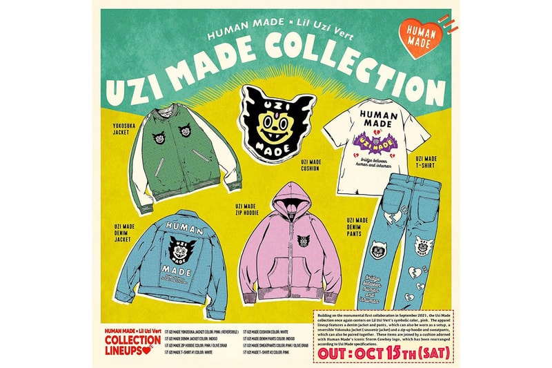 ヒューマン メイドからリル・ウージー・ヴァートとコラボレーションした “UZI MADE” コレクションが発売 NIGO®️ HUMAN MADE®️ Lil Uzi Vert “UZI MADE” collab collection release info