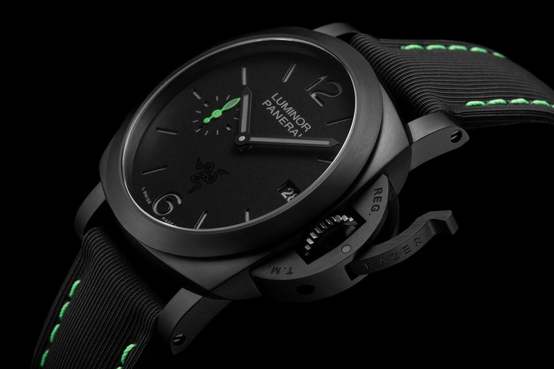 パネライがレイザーと海洋保護プロジェクトのためのコラボウォッチを発売　Carrying The Black And Electric Green Color Palette Of The Renowned Gaming Peripheral Maker