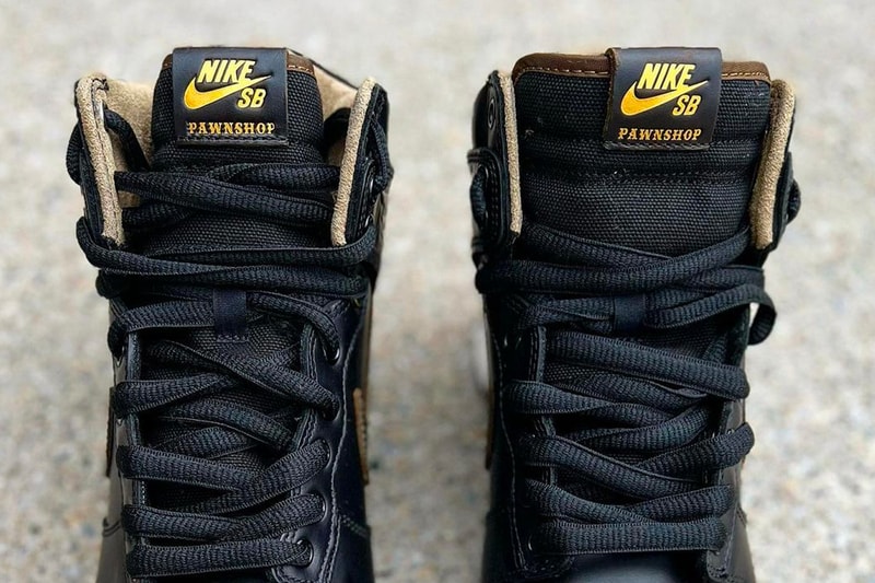 ポーンショップ スケート コー x ナイキ SBからエレガントな印象のコラボ ダンクハイが登場 Nike SB Dunk High x Pawnshop In-Hand Look FJ0445-001 sneakers collaboration