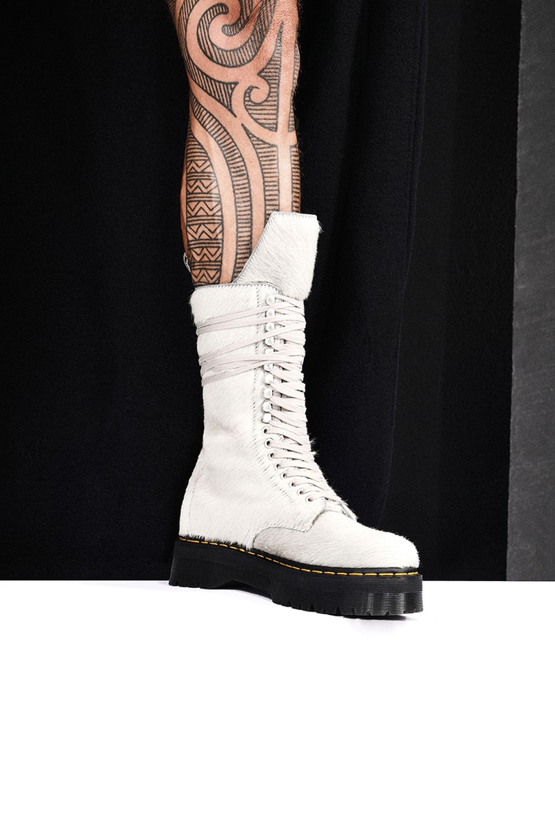 リック・オウエンス x ドクターマーチンによるコラボフットウェア第3弾が到着 Rick Owens x Dr. Martens 1460 1918 18-Eyelet Boot Collaboration Release Information Hair-On Leather 