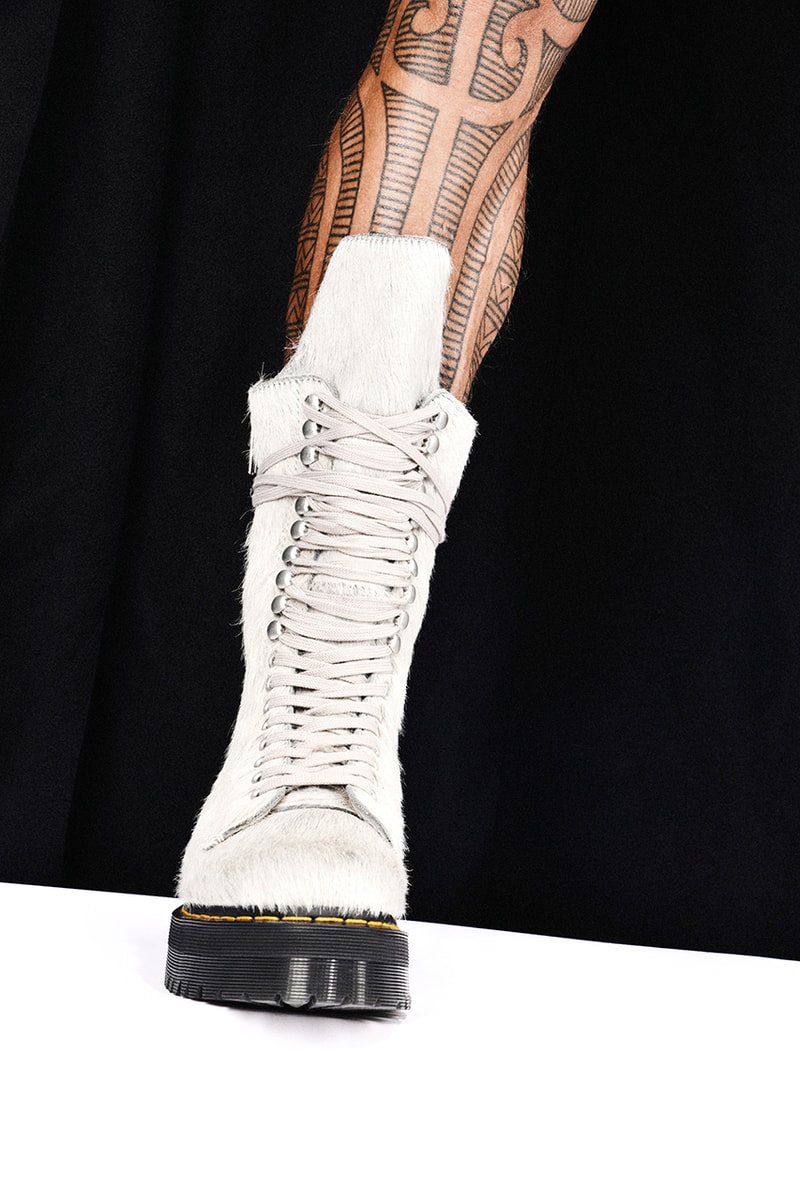 リック・オウエンス x ドクターマーチンによるコラボフットウェア第3弾が到着 Rick Owens x Dr. Martens 1460 1918 18-Eyelet Boot Collaboration Release Information Hair-On Leather 