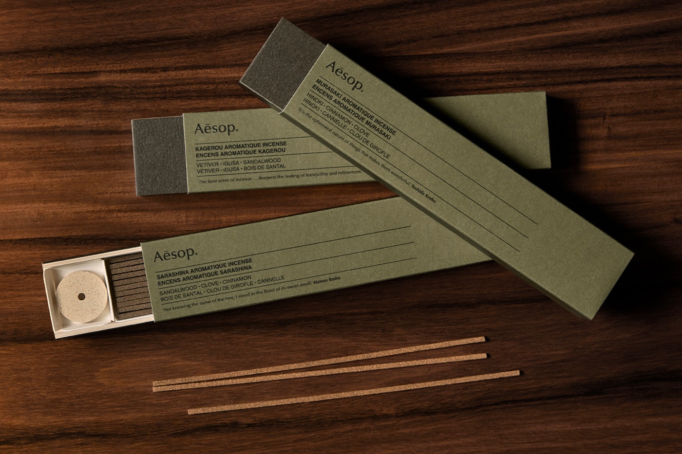 イソップから新作のアロマティックインセンスシリーズが登場 Aesop Aromatique Incense Sticks