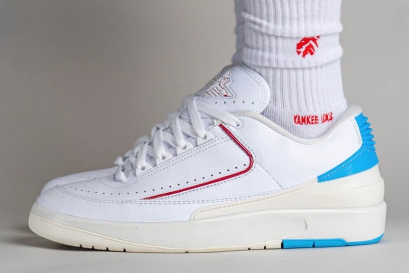 エアジョーダン2 ローからマイケル・ジョーダンにインスパイアされたカラーの新作 “UNC トゥ シカゴ"が登場 On-Feet Look at the Air Jordan 2 Low "UNC to Chicago" DX4401-164 white fire red dark powder blue sail 
