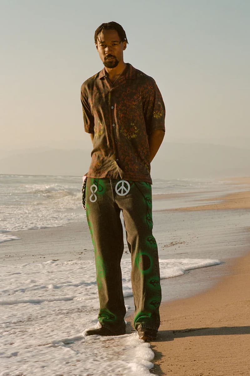 ステューシーとドリス・ヴァン・ノッテンによるコラボコレクションのルックが公開 Stussy Dries Van Noten Holiday 22 Collection Collaboration Streetwear Fashion Style Dover Street Market Beach Abstract 