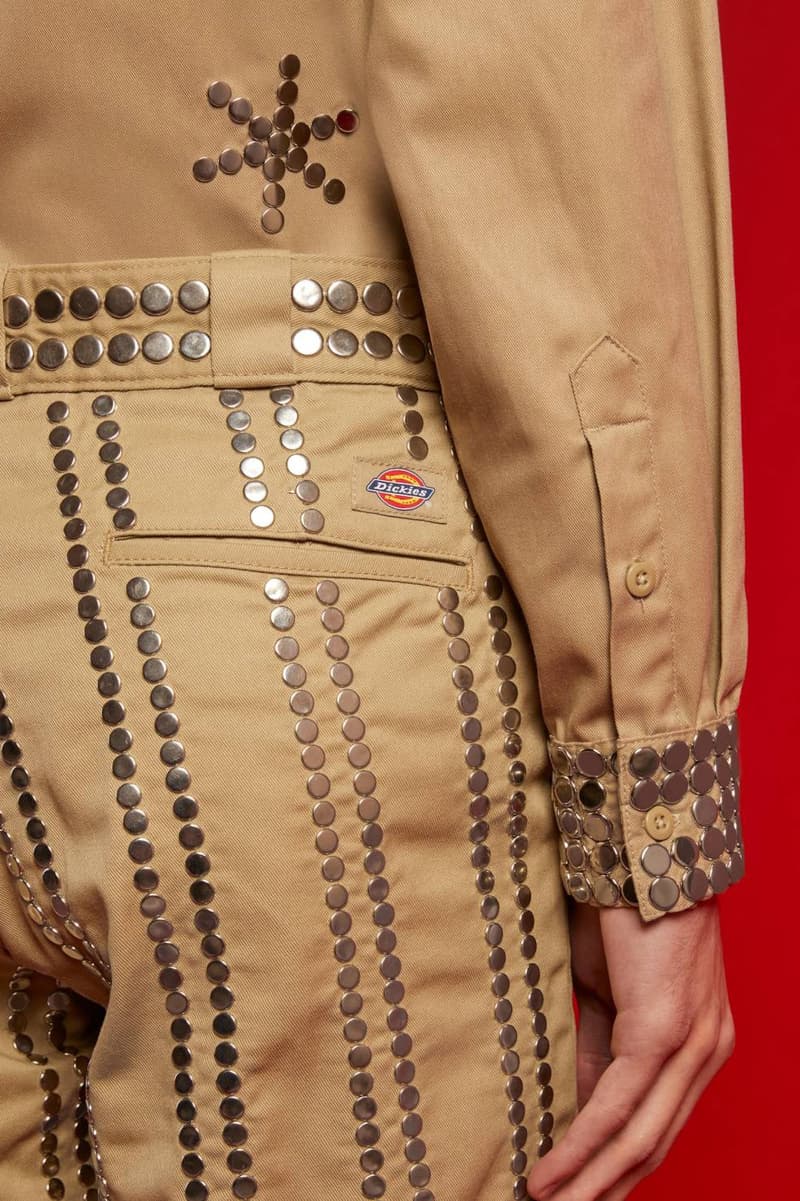 グッチのオンラインコンセプトショップ ヴォールトがディッキーズとのカプセルコレクションを発表 Dickies Gucci Vault Exclusive Collection Luxury Workwear Stud Grommet Eisenhower Jacket 874 Pant Bermuda Work Shirt Shorts