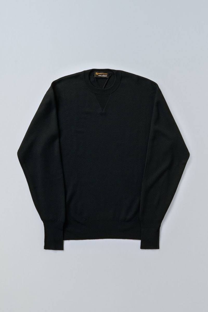 キャプテン サンシャイン x ジョン スメドレーからオリジナルのニットスウェットが登場 KAPTAIN SUNSHINE John Smedley Collabo Item 1980 Double V Pullover New Color Release Info